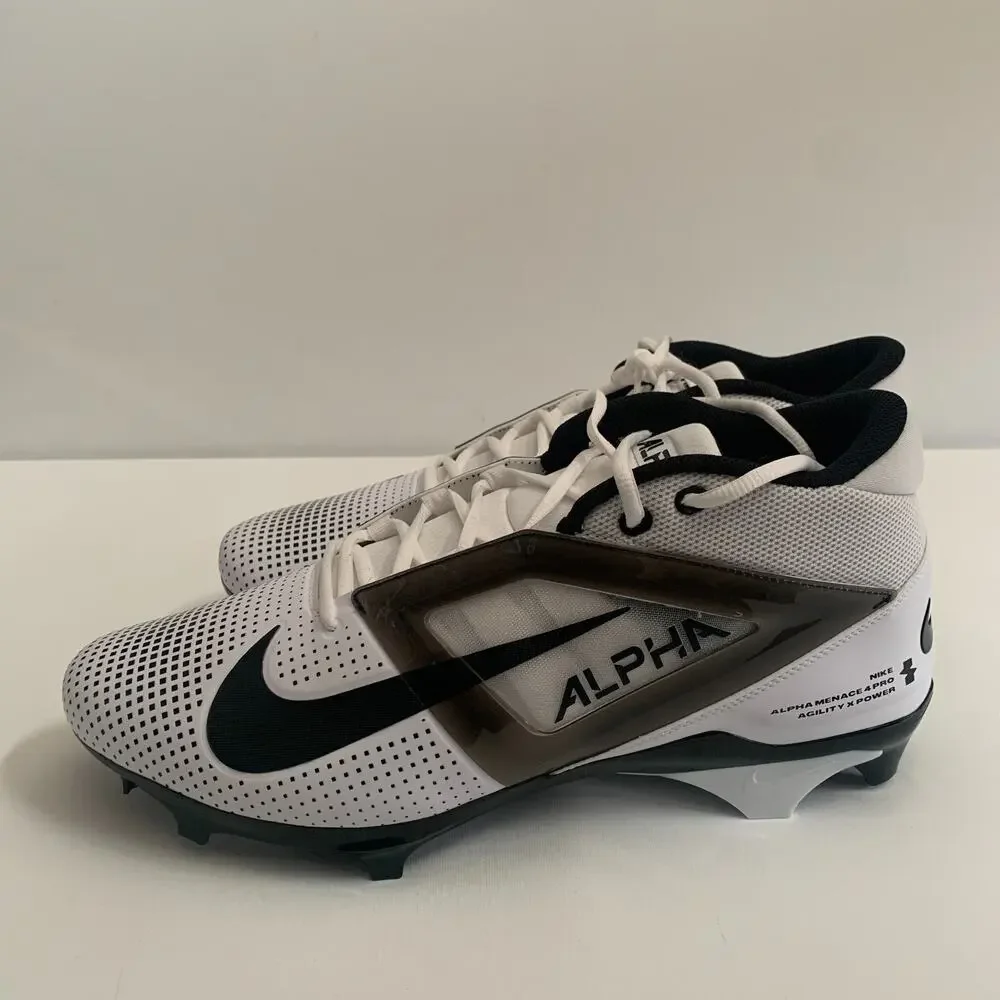 Nike Men's Size 13.5 Air Alpha Menace 4 Pro Football Cleats White FZ7702-105 New
